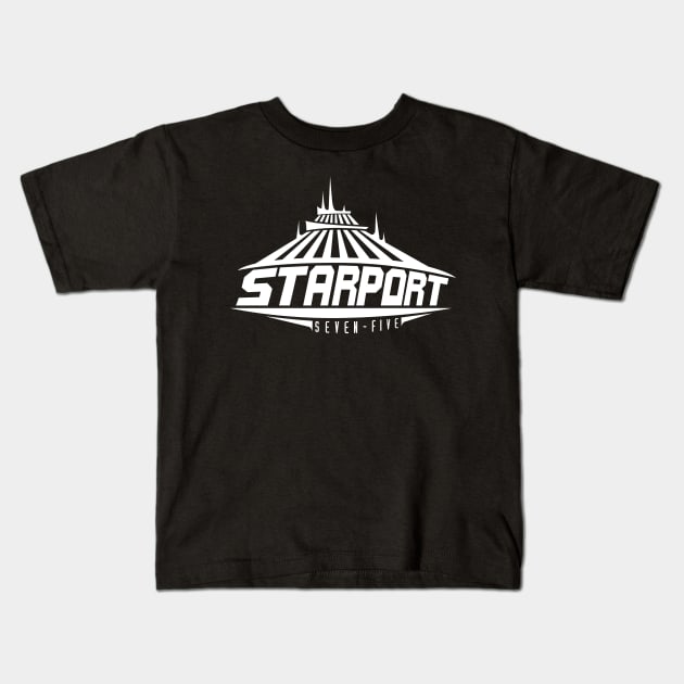 Space Mountain Starport Seven-Five Kids T-Shirt by jimmyjames